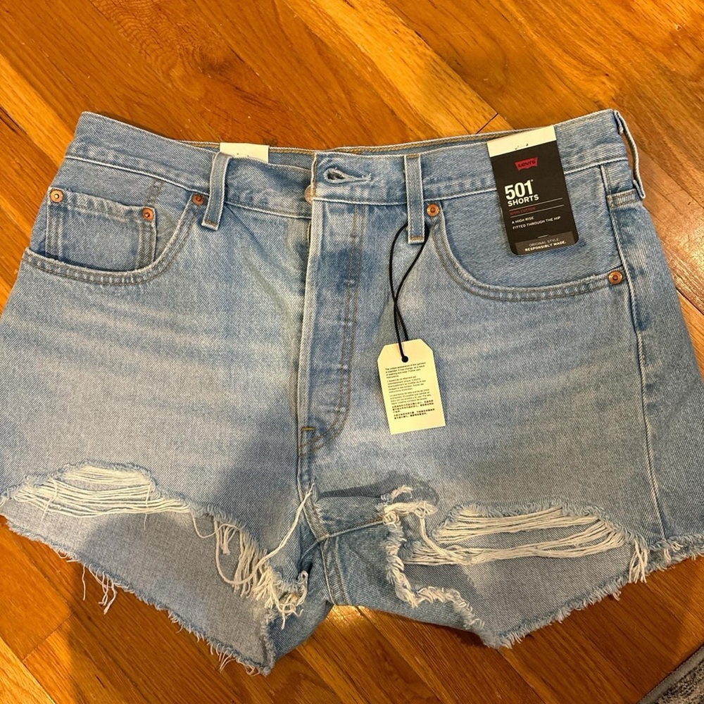 Levi's Women's Distressed Light Blue Jean Shorts!